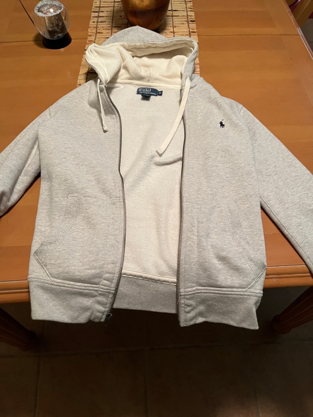 Ralph Lauren Men’s Light Gray Zip-Up Hoodie Sweatshirt